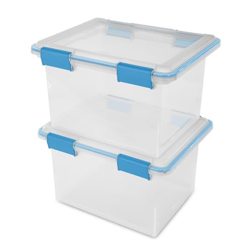 Sterilite 16-Pack Gasket Box, Weather-Resistant Storage Bins with Latching Lids, 32 Quart - Heavy-Duty Organizing Containers for Closet, Bathroom, and Office - size: 32 Quart, style: 16 Pack