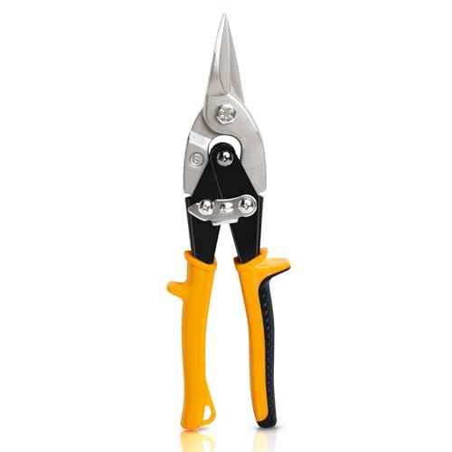 10 Inch Aviation Tin Snips, Heavy Duty Metal Cutter Shears for Cutting Sheet Metal, Straight Cut, Chrome Vanadium Steel