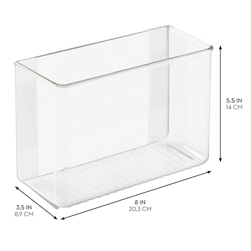 iDesign AFFIXX Plastic Wall Mount Organizer for Kitchen, Bathroom, Office, Bedroom, Garage, Craft Room, 3.5" x 8" x 5.5", Clear - style: Pack of 1