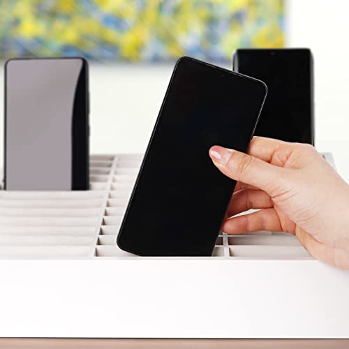 36-Grid Wooden Cell Phone Holder Desktop Organizer Storage Box for Classroom Office (White 36-Grid) - size: White 36-Grid