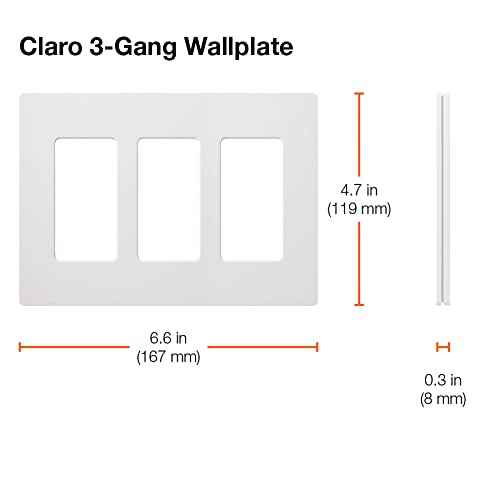 Lutron Claro Light Switch Cover Plate, 3 Gang Wallplate, for Decorator Light Switches, Rocker Light Switch Cover, Outlet Cover, Screwless Switch Plate Cover, Gloss, CW-3-WH-3, White, 3 Pack