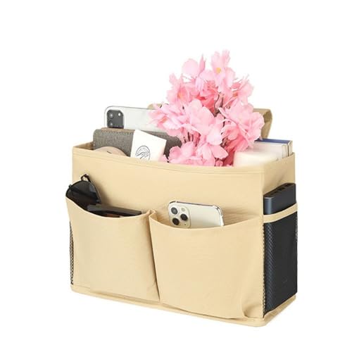 Bedside Storage Organizer Bag Phone Book Magazine Holder Pockets Hanging Storage Bag Sofa Side Pouch Bag(Black) - color: Black