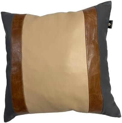 D DOLLY LAMB Lambskin Leather Pillow Cover - Sofa Cushion Case - Decorative Throw Covers for Living Room & Bedroom, 16x16 Inches - Multi Color 02 Pack of 1