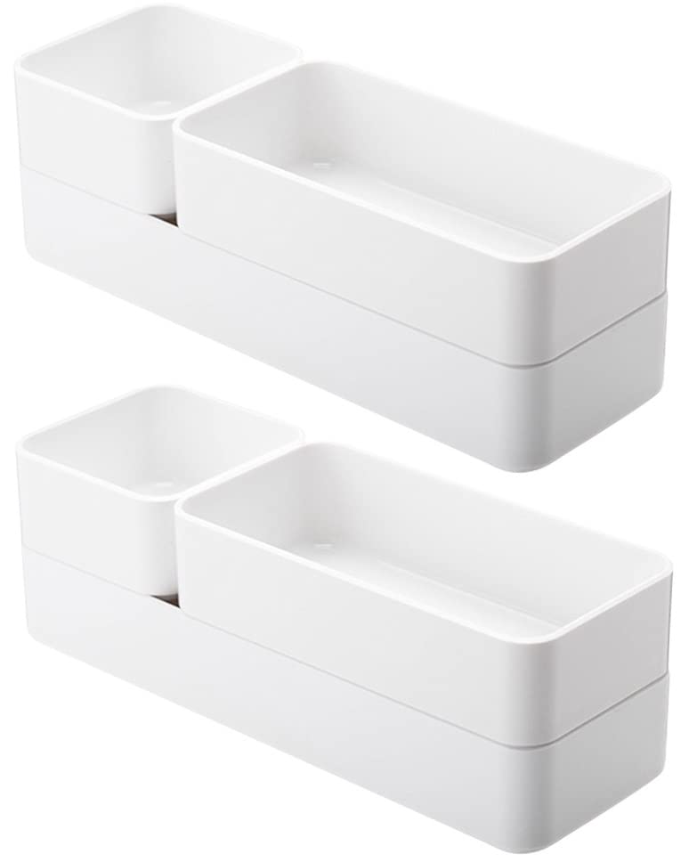 RAUVOLFIA Plastic Drawer Organizers Set, 3-Size Versatile Bathroom and Vanity Drawer Organizer Trays, Storage Bins for Makeup, Bedroom, Kitchen Gadgets Utensils and Office - size: S+M+L