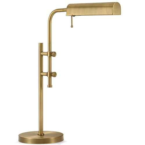 VONLUCE Rustic Desk Lamp, Adjustable Industrial Style Metal Table Lamp, 3 Color Temperatures LED Reading Lamp for Living Room Bedroom Office, Antique Gold