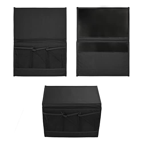 Surblue Bedside Caddy 4 Pockets Bedside Storage Organizer for TV Remote Control Phone Glasses Magazine (Black) - color: Black