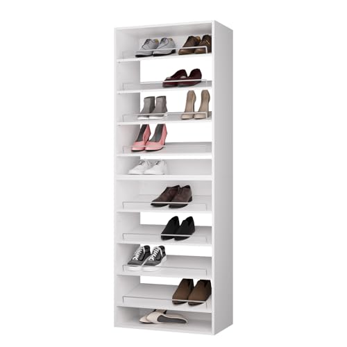 ROOMTEC Modular Closet System, 19.5" Shoe Shelf Closet Tower Wall-Mounted Closet Organizer, Wooden Tower for Walk-In Closets, Wardrobe Storage Kit, White - size: 19.5" Wide, style: Model 9