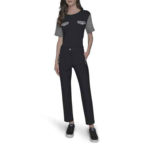 Karl Lagerfeld Womens Slim Nylon Compression Double Zip Everyday Pant