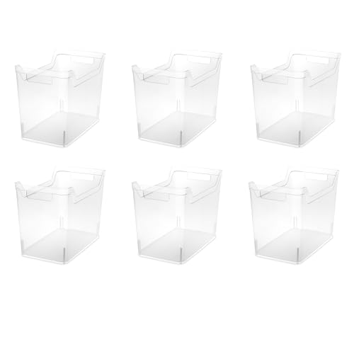 Sterilite Medium Shelf Bin with Handles, Plastic Storage Container for Organizing Shelving, Closet, Pantry, and Countertops, Clear, 6-Pack - size: Medium