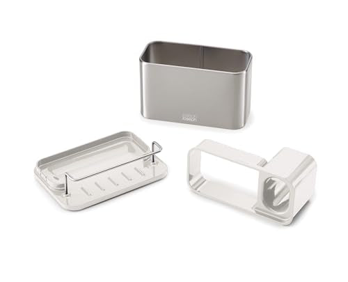 Joseph Joseph Surface Stainless Steel Caddy Sink Area Organizer and Sponge Holder, Stone - color: Light Stone