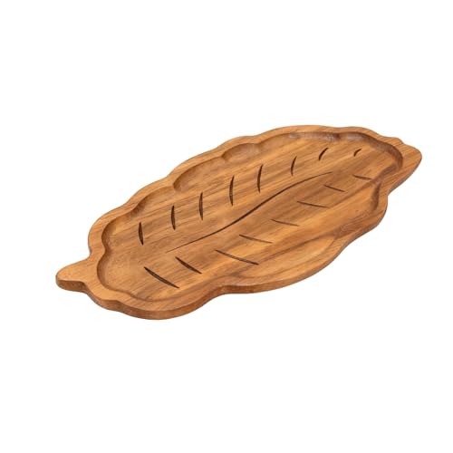 Wood Leaf Design Key Tray for Entryway Table, Aesthetic Desk Organizer for Home, Key Bowl, Jewelry Tray, Serving Tray Platter Breakfast Table Kitchen Decor