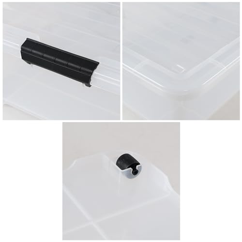 50 Quart Wheeled Latching Storage Box, Stackable Bin with Latch Lid, Plastic Container to Organize Shoes Underbed (3 Pack) - size: 50 Quart