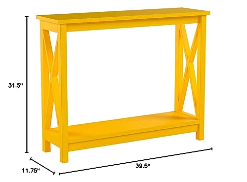 Convenience Concepts Oxford Console Table 39.5" - Sofa Table with Storage Shelf, Transitional Entryway Hall Table for Living Room and Bedroom, Display Foyer Table, Yellow - color: Yellow