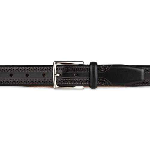 Cole Haan mens Black Leather Dress Belt - Classic Style With Polished Buckle for Work Or Formal Wear