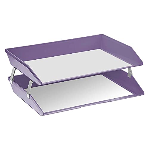 Acrimet Facility 2 Tier Letter Tray, Side Load, Letter Size/A4, Desktop File Organizer, Plastic (Solid Purple Color)