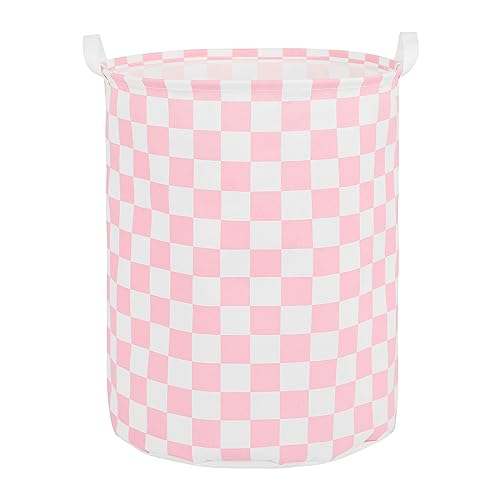 Large Foldable Laundry Basket Organizer Holder portable tall collapsible laundry hamper nusery Storage Basket Bin with Handles (Waterproof Lining, Pink Racing Flag) - color: Pink racing flag
