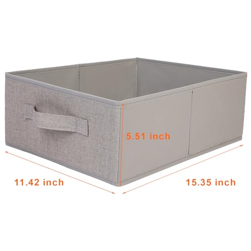 JAKAGO Fabric Storage Bins set of 4 Rectangle Storage Baskets with Handle Foldable Closet Organizer for Clothes Towel bedding Books Collapsible Clothing Container for Shelves Bedroom(Gray Low)