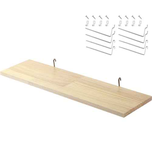 SEVENY 1 Pack Pine Wooden Pegboard Shelf Wall Organizer,Shelves for PegBoard, Wooden Board for Walls Home, Garage Tool Storage, Office Organization, Kitchen, Craft Room, Garden, Garage,Large