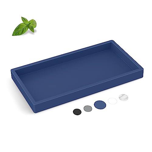 Silicone Vanity Tray - Thickened, Shatterproof, Rectangle - 7.8 * 3.9 in - For Counter, Soap Dispenser - color: Sapphire Blue, size: Small-7.8*3.9 in