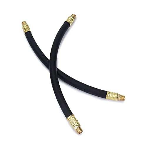 QWORK Air Compressor Hose, 3/8" X 15" Air Hose, 300 PSI Max Working Pressure, 1/4" Male NPT To 1/4" Male NPT Connections, 2 Pack