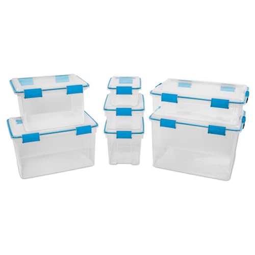 Sterilite 12-Pack Gasket Box, Weather-Resistant Storage Bins with Latching Lids, 54 Quart - Heavy-Duty Organizing Containers for Closet, Bathroom, and Office - size: 54 Quart, style: 12 Pack