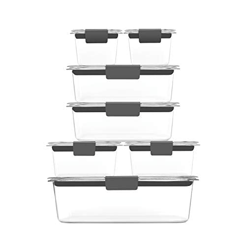 Rubbermaid Brilliance Food Storage Containers, 14 Piece Plastic Containers with Lids, BPA-Free, Leak Proof, Clear - size: 14-piece