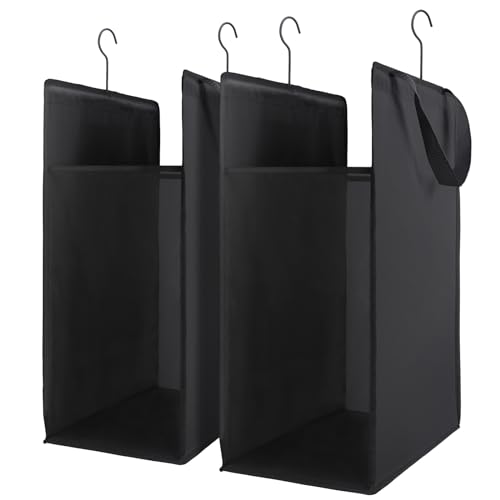 FENTEC Fentec Hanging Laundry Hamper, Hanging Laundry Basket, Slim Laundry Hamper Bag with Handles, Portable Hanging Closet Hamper, Mesh Heavy Duty Hanging Laundry Bag (Black,2 Pack) - color: Black, size: 2 Pack-One section