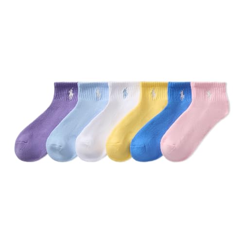 POLO RALPH LAUREN Girls' Athletic Performance Soft Cushioned Comfort Ankle Socks (6-Pack)