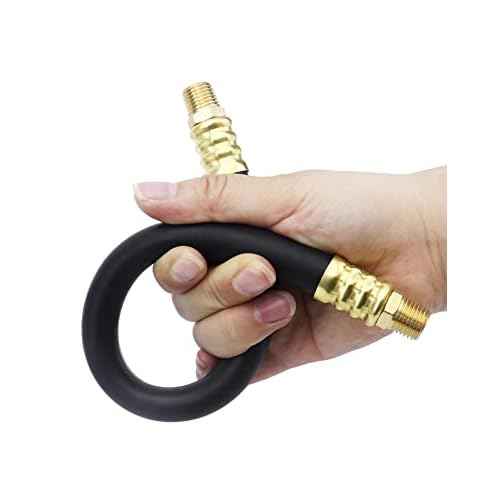 QWORK Air Compressor Hose, 3/8" X 15" Air Hose, 300 PSI Max Working Pressure, 1/4" Male NPT To 1/4" Male NPT Connections, 2 Pack