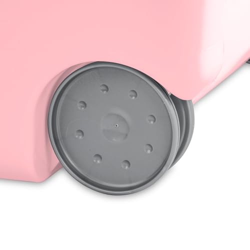 Sterilite 3 Pack Ultra Wheeled Hamper, Plastic Laundry Basket Clothes Bin with Wheels, Flip Top Lid and Retractable Handle, Pink Frost - color: Pink Frost
