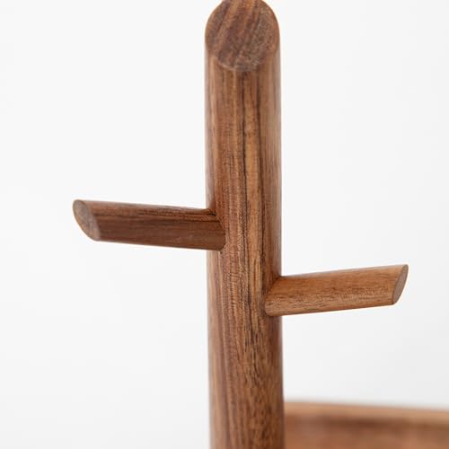 Wooden Key Holder with Tray, Tree Shaped Key Stand & Key Tray for Entryway Table, Rustic Home Organizer for Keys Jewelry
