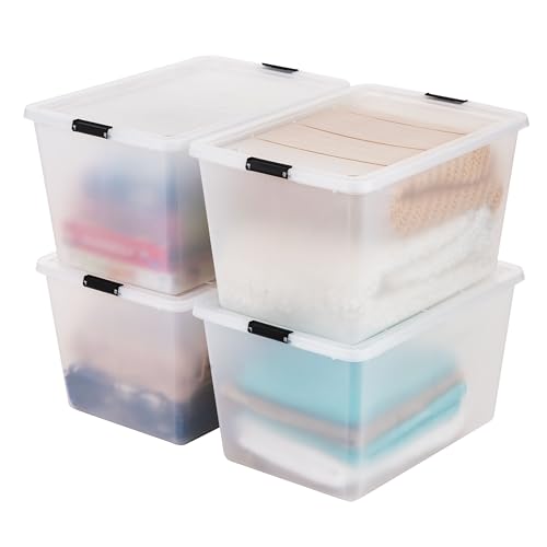 IRIS USA 4-Pack High-Capacity Clip Box with Latching Lids, 55 Quart Storage Bins, Supply Containers for Home, Office & Classroom Organization - size: 55 Qt, style: 4 Pack