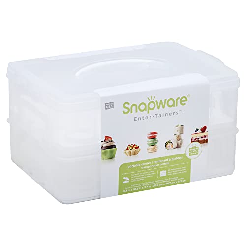 Snapware (2-Layer, 24 Cupcakes Plastic Detachable Cupcake Carrier Storage Container With Lid and Handle, Freezer Dishwasher Microwave Safe (Pack of 3) - size: 14.25" L x 10.5" W (Pack of 3)