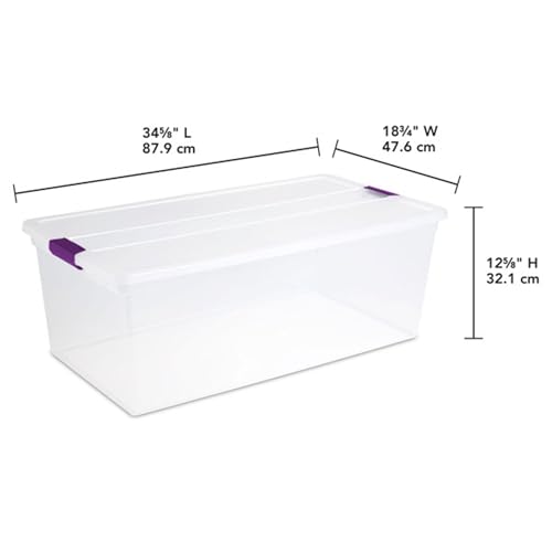 Sterilite 12-Pack 110 Quart ClearView Latch Box, Stackable Organizer Bins with Latching Lids - Clear Plastic Organization Containers for Closet, Bedroom, Shelving Units and Everyday Home Storage - size: 12 Pack, style: 110 Quart