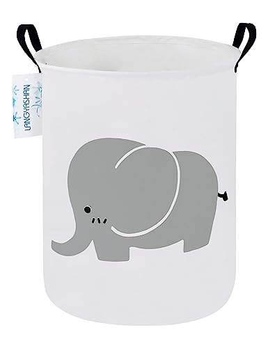 LANGYASHAN Laundry Basket Canvas Fabric Collapsible Organizer Basket for Storage Bin Toy Bins Gift Baskets Bedroom Clothes Children Nursery Hamper (Elephant) - color: Elephant