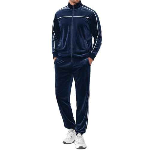 COOFANDY Mens Velour Tracksuits 2 Piece Set Outfits Zip Up Sweatsuits Velvet Jacket Pants Set