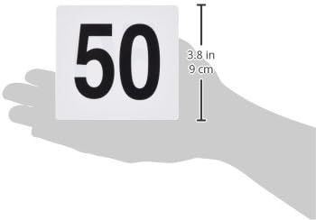 Winco 1-50 Plastic Table Numbers, White, Black