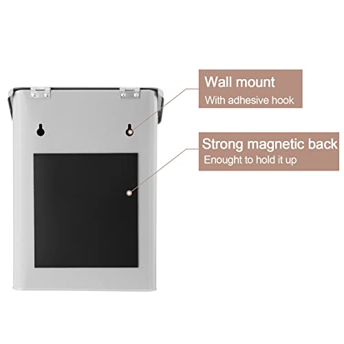 SUBEKYU Metal Magnetic Lint Bin for Laundry Room, Wall Mounted Lint Box Holder with Lid for Dryer,Light Grey - color: Light Grey