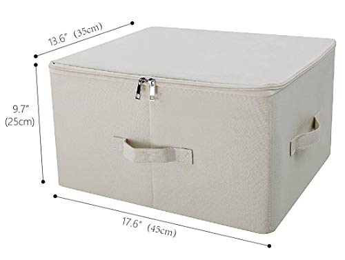 iwill CREATE PRO 3-Pack Beige Folding Storage Boxes with Zip Lid | Collapsible & Stackable Rigid Organizer Bins for Clothes, Blankets, Books - color: Beige, 3pcs