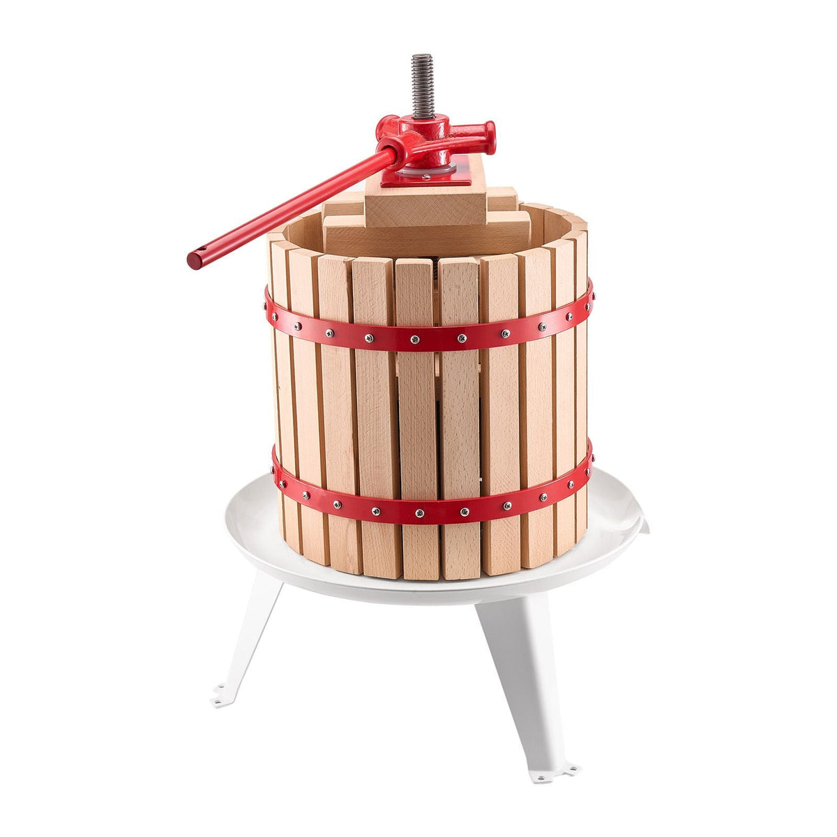 3.2 Gal/12L Fruit Wine Press, Solid Wood Basket with 8 Blocks, Heavy Duty Manual Juice Maker, Cider Apple Grape Tincture Honey Olive Oil Making Press with Handle for Kitchen, Home