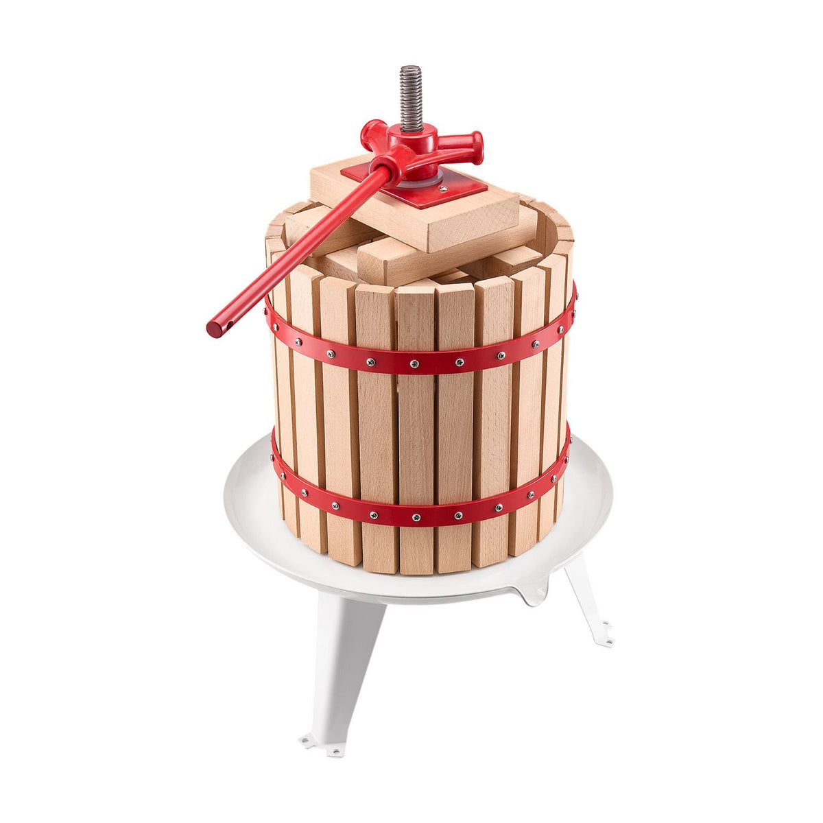 3.2 Gal/12L Fruit Wine Press, Solid Wood Basket with 8 Blocks, Heavy Duty Manual Juice Maker, Cider Apple Grape Tincture Honey Olive Oil Making Press with Handle for Kitchen, Home