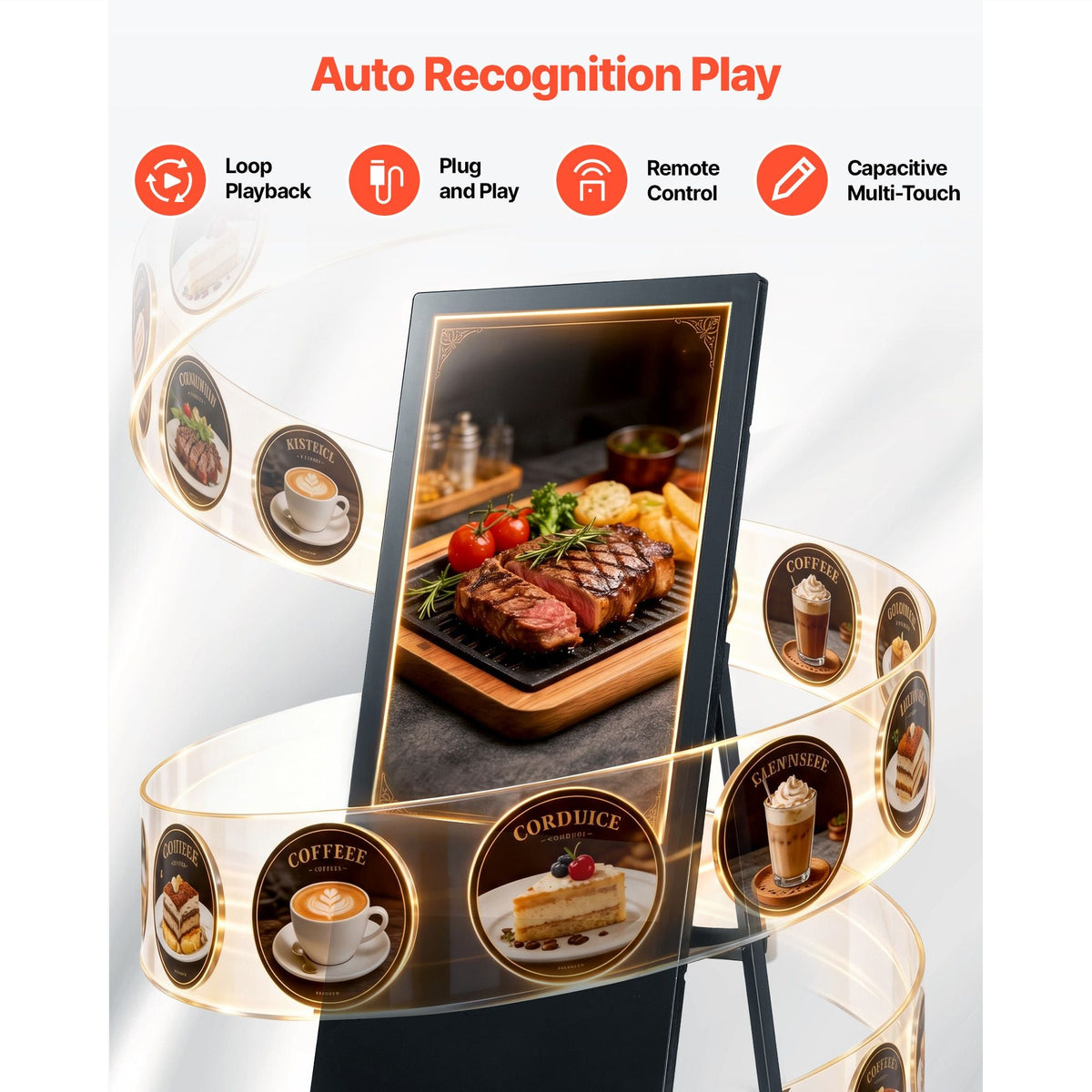 32 in Indoor Digital Signage Floor Standing Advertising Display Kiosk, WiFi HDMI/USB Input Android OS, 178° Wide View, LCD Touchscreen Interactive Monitor, Commercial Totem Vertical Poster