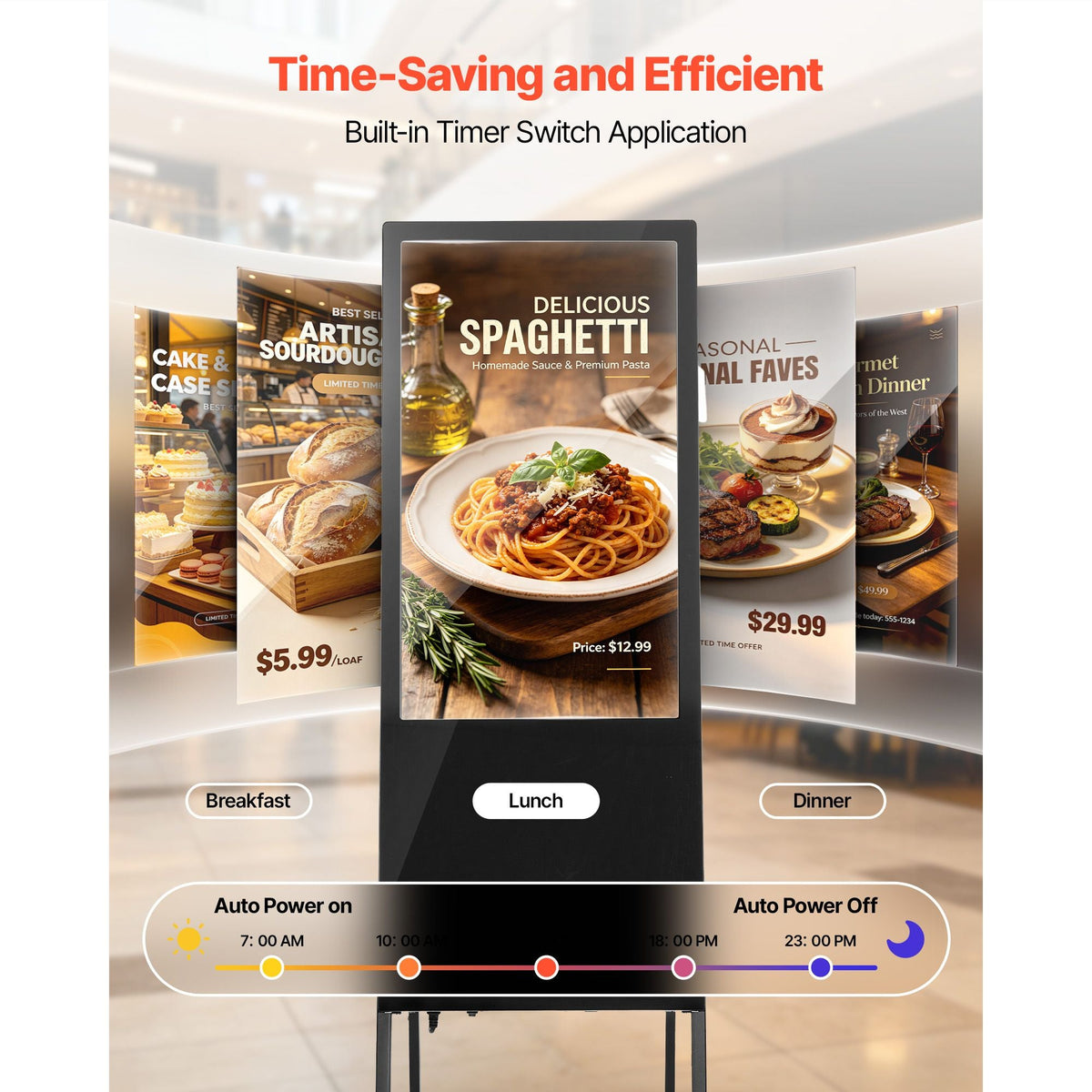 32 in Indoor Digital Signage Floor Standing Advertising Display Kiosk, WiFi HDMI/USB Input Android OS, 178° Wide View, LCD Touchscreen Interactive Monitor, Commercial Totem Vertical Poster