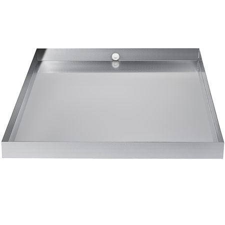 32 x 30 x 2.5 Inch Washing Machine Pan 18 GA Thickness 304 Stainless Steel Heavy Duty Compact Washer Drip Tray with Drain Hole & Hose Adapter