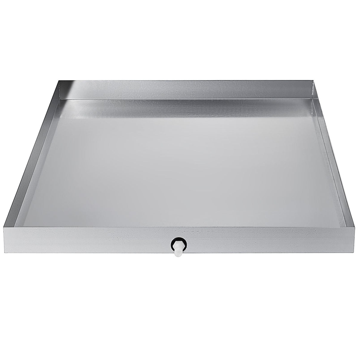 32 x 32 x 2.5 Inch Washing Machine Pan 18 GA Thickness 304 Stainless Steel Heavy Duty Compact Washer Drip Tray with Drain Hole & Hose Adapter