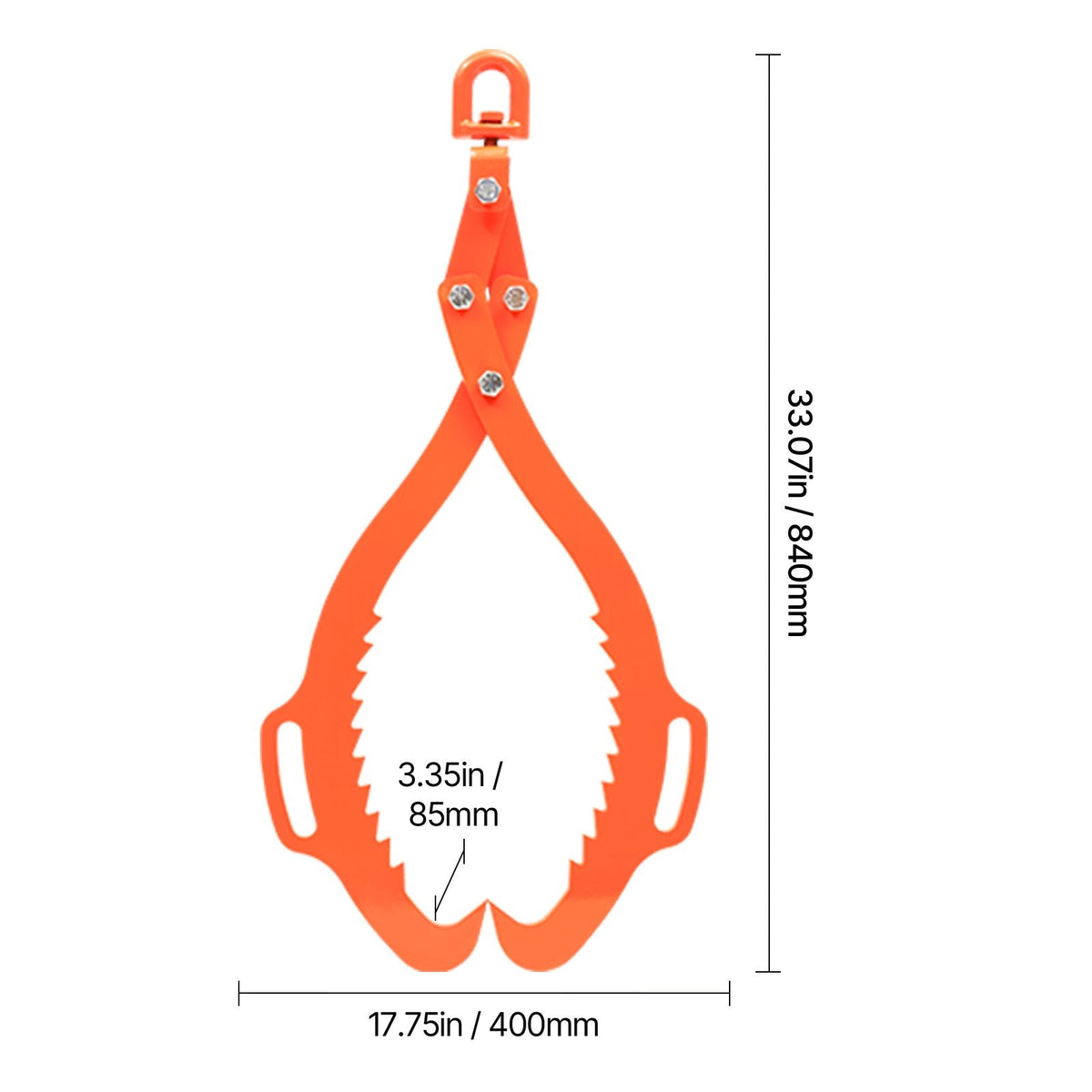 32in Log Lifting Tongs, 2-Claw Log Tongs, Heavy Duty Steel Log Grapple, 1543LBS Lifting Capacity, Swivel Log Graper Timber, Eagle Claw Design, Log Skidding Tongs for Trucks, Tractors, Forklifts