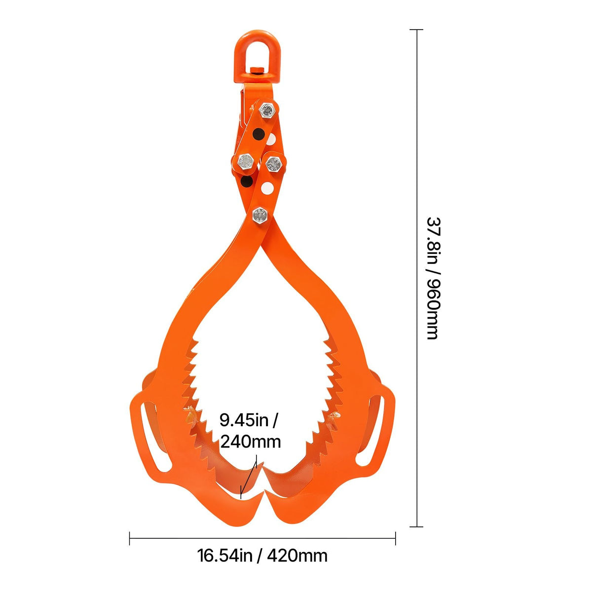 32in Log Lifting Tongs, 4-Claw Log Tongs, Heavy Duty Steel Log Grapple, 2200LBS Lifting Capacity, Swivel Log Graper Timber, Eagle Claw Design, Log Skidding Tongs for Trucks, Tractors, Forklifts