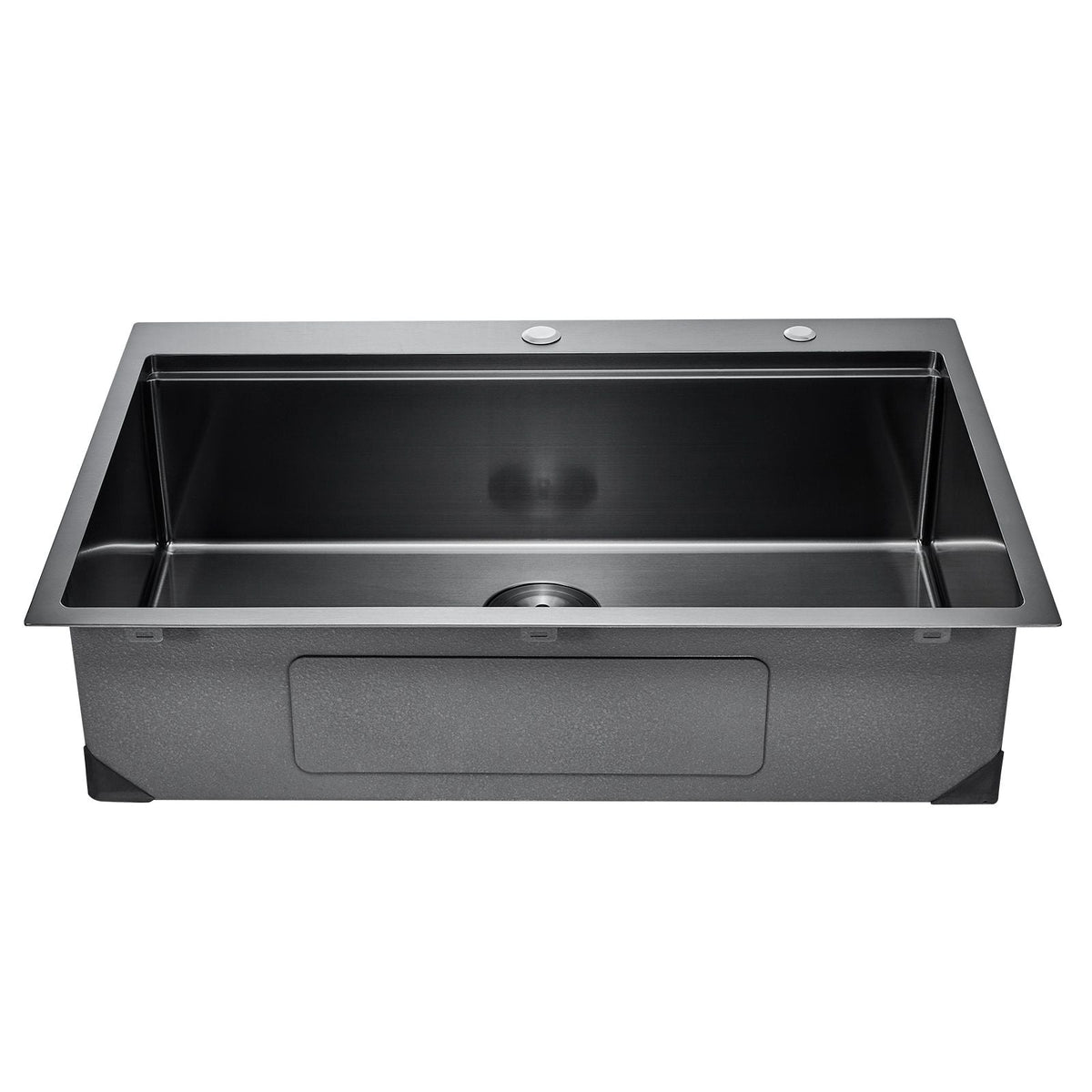 33 inch Kitchen Sink Workstation, 304 Stainless Steel Top Mount Sinks, Drop-In Single Bowl Farmhouse Basin with Ledge & Multiple Accessories, Household Dishwasher Sink for RV, Bar (Black)