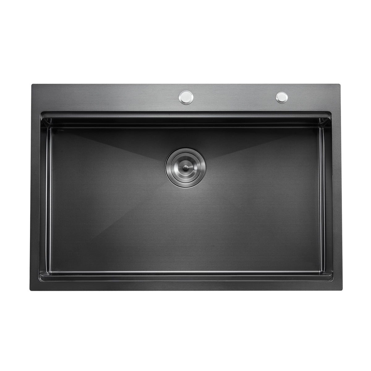 33 inch Kitchen Sink Workstation, 304 Stainless Steel Top Mount Sinks, Drop-In Single Bowl Farmhouse Basin with Ledge & Multiple Accessories, Household Dishwasher Sink for RV, Bar (Black)