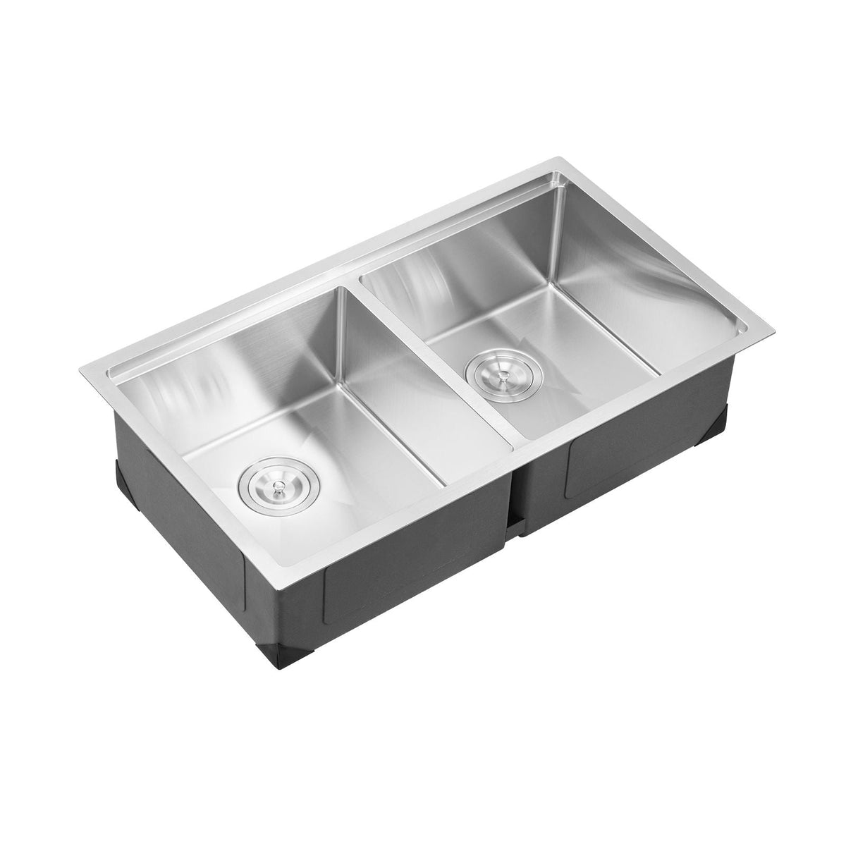 33 inch Kitchen Sink Workstation, 304 Stainless Steel Undermount Sink, Drop-In Double Bowl Farmhouse Basin with Ledge & Multiple Accessories, Household Dishwasher Sinks for RV, Prep Kitchen, Bar
